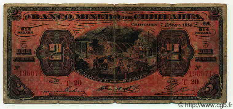 2 Pesos MEXIQUE  1914 PS.0184 B