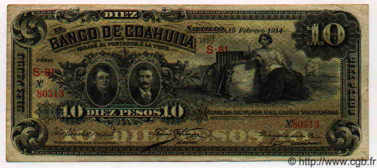 10 Pesos MEXIQUE  1914 PS.0196c TTB