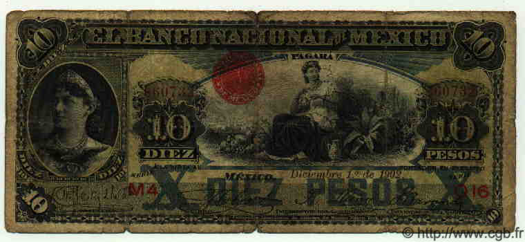 10 Pesos MEXIQUE  1902 PS.0258d B