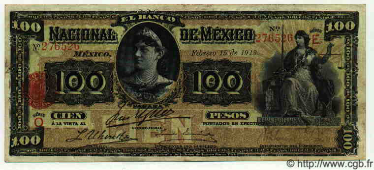 100 Pesos MEXIQUE  1913 PS.0261d TTB