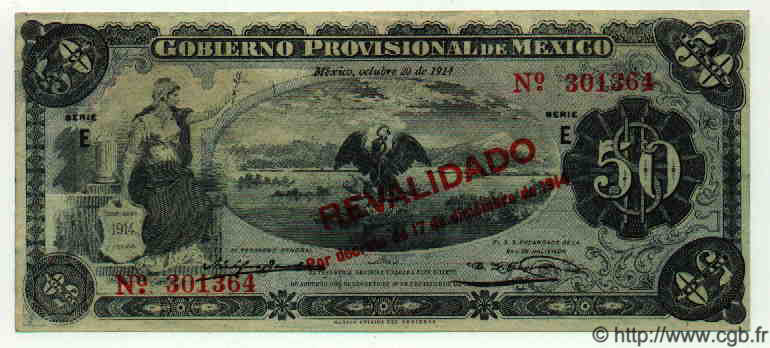 50 Pesos MEXIQUE  1914 PS.0707e SPL