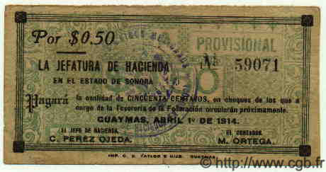 50 Centavos MEXIQUE Guaymas 1914 PS.1056 TTB