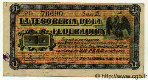 1 Peso MEXIQUE Guaymas 1914 PS.1060 TTB+