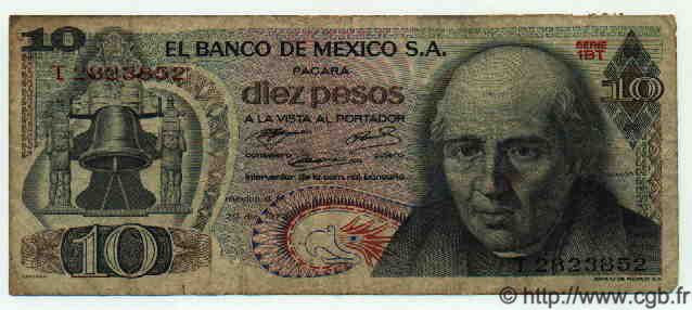 10 Pesos MEXIQUE  1972 P.724e TB