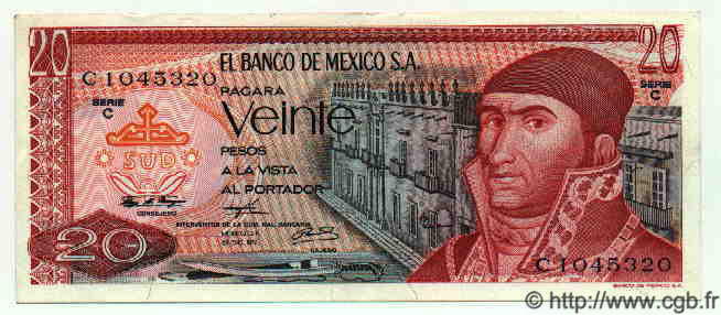 20 Pesos MEXIQUE  1972 P.725a SPL