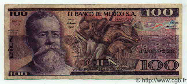 100 Pesos MEXIQUE  1981 P.732a TTB