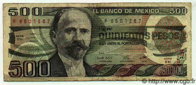 500 Pesos MEXIQUE  1984 P.737b TB+ à TTB