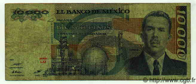 10000 Pesos MEXIQUE  1987 P.747 TB