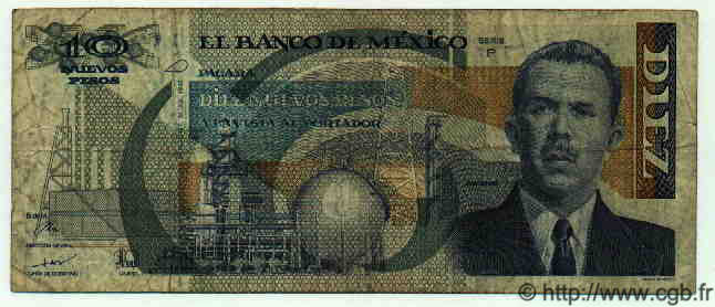10 Nuevos Pesos MEXIQUE  1992 P.753 B à TB