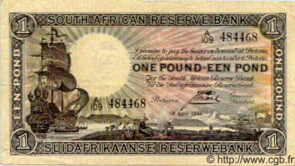 1 Pound AFRIQUE DU SUD  1941 P.084e TTB