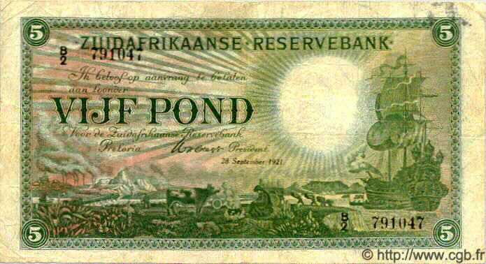 5 Pounds AFRIQUE DU SUD  1921 P.076 TB
