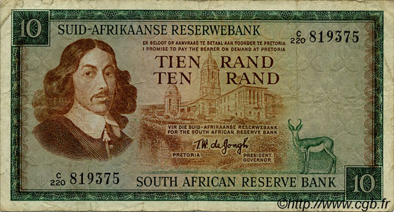 10 Rand AFRIQUE DU SUD  1974 P.114b TB
