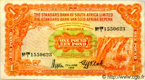 1 Pound AFRIQUE DU SUD OUEST  1959 P.11 pr.TTB