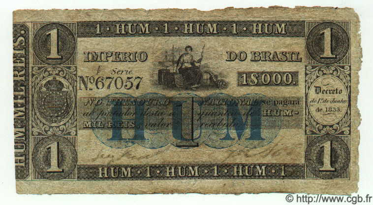 1 Mil Reis BRÉSIL  1860 P.A219 pr.TB