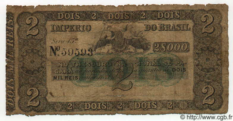 2 Mil Reis BRÉSIL  1867 P.A229 B