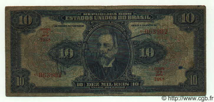 10 Mil Reis BRÉSIL  1925 P.039d B