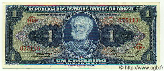 1 Cruzeiro BRÉSIL 1954 P.150a NEUF