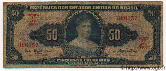 50 Cruzeiros BRÉSIL  1961 P.169 B+