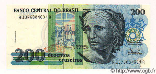200 Cruzeiros BRÉSIL  1992 P.229 NEUF
