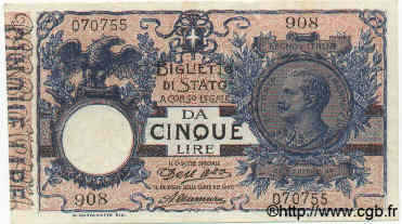 5 Lire ITALIE  1911 P.023b SUP