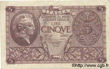 5 Lire ITALIE  1944 P.031b TTB