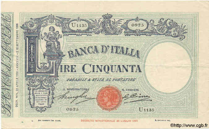 50 Lire ITALIE  1930 P.047b TTB+