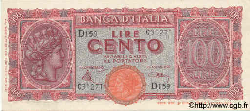 100 Lire ITALIE  1944 P.075 pr.NEUF