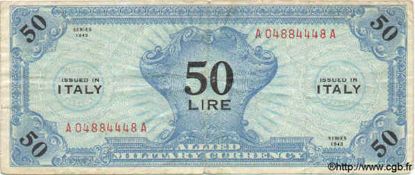 50 Lires ITALIE  1943 PM.14b TB