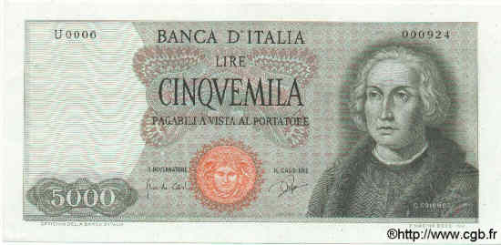 5000 Lire ITALIE  1964 P.098a SPL