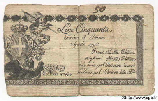 50 Lires ITALIE  1796 PS.142 pr.TB