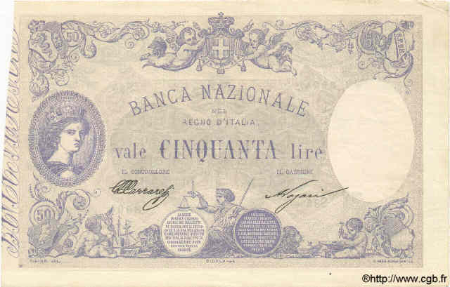 50 Lires ITALIE  1893 PS.223 SUP+