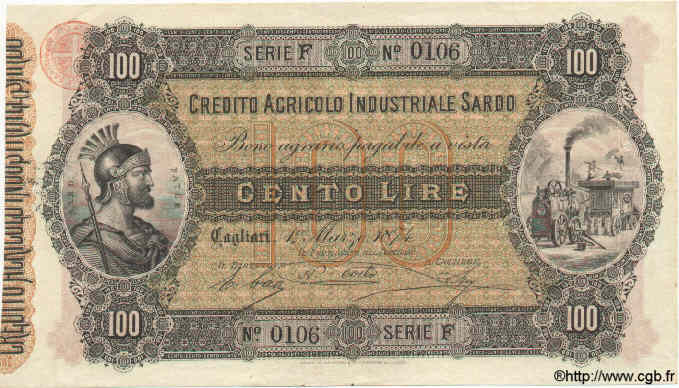 100 Lires ITALIE  1874 PS.473 SPL