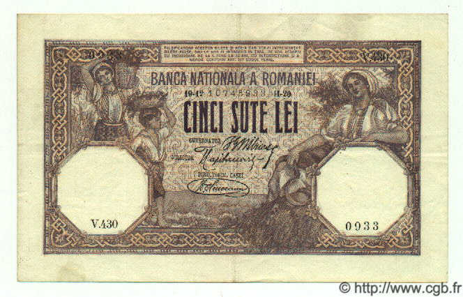 500 Lei ROUMANIE  1920 P.022a TTB+