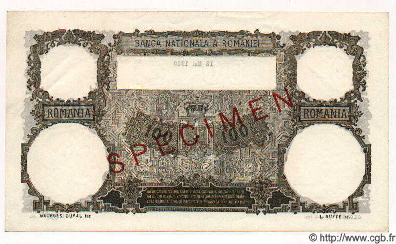 100 Lei Spécimen ROUMANIE  1931 P.033s SPL
