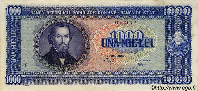 1000 Lei ROUMANIE  1950 P.087 TTB