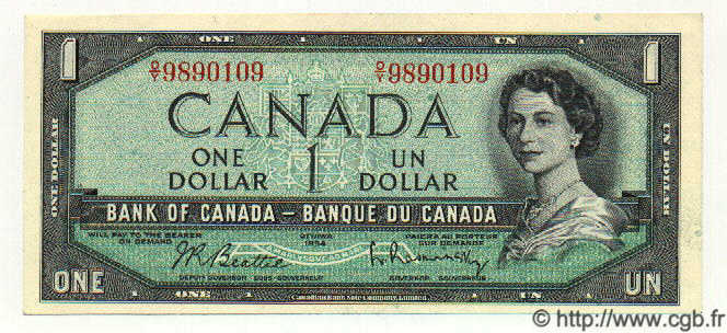 1 Dollar CANADA  1954 P.074b pr.NEUF