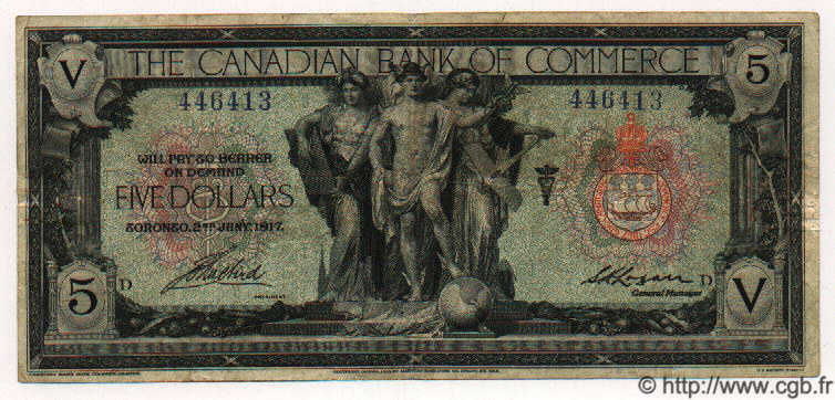 5 Dollars CANADA  1917 PS.0965Ac TB