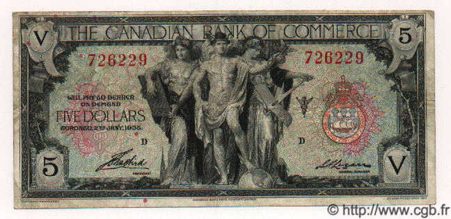 5 Dollars CANADA  1935 PS.0970a pr.TB
