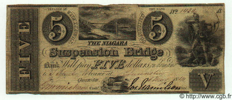 5 Dollars CANADA  1841 PS.1904b TB+