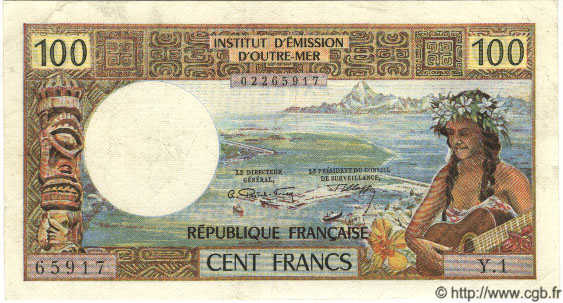 100 Francs TAHITI  1971 P.24a TTB