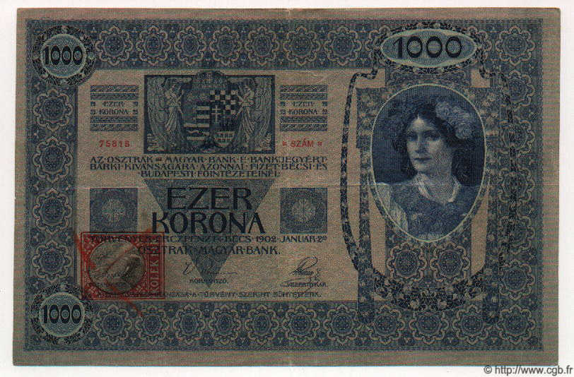 10 Kolek / 1000 Korun TCHÉCOSLOVAQUIE  1919 P.005 TTB+