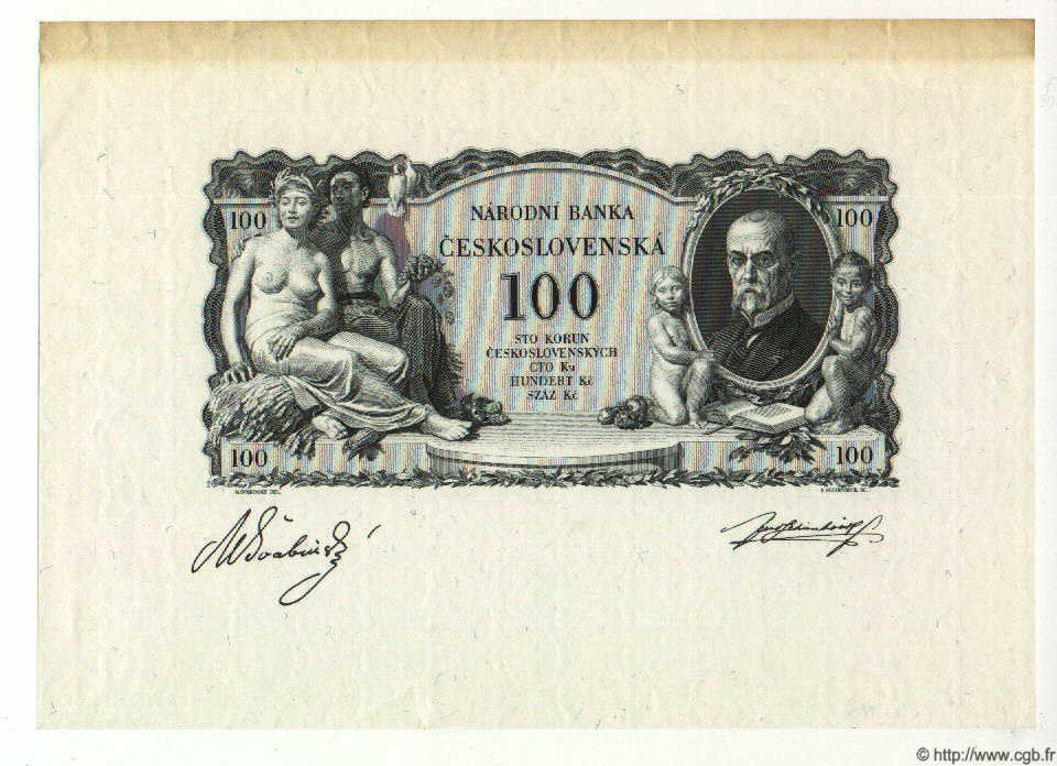100 Korun Épreuve TCHÉCOSLOVAQUIE  1931 P.023p SPL