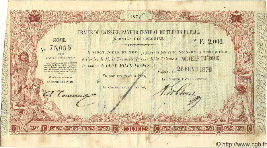 2000 Francs NOUVELLE CALÉDONIE  1876 P.- TTB