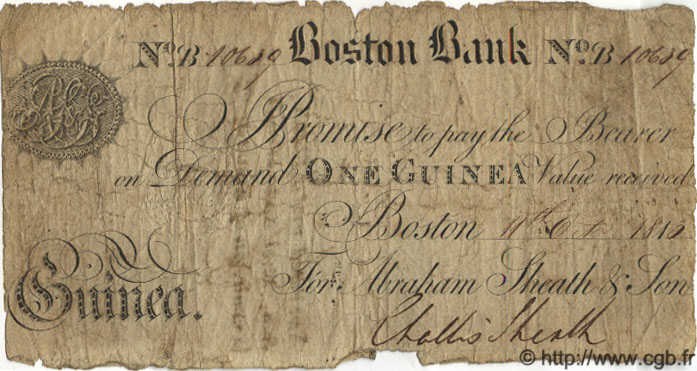 1 Guinée ANGLETERRE Boston 1813 G.0342 B