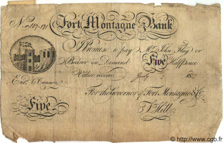 5 Pounds ANGLETERRE Fort Montague 1813 G.6095A B