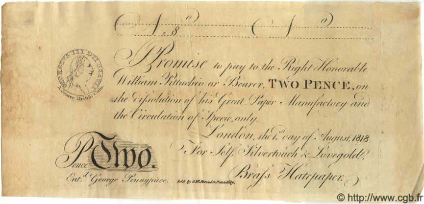 2 Pence ANGLETERRE  1818 P.- SUP