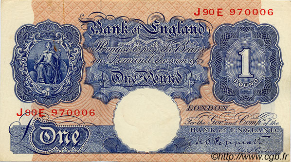 1 Pound ANGLETERRE  1940 P.367a TTB+ à SUP