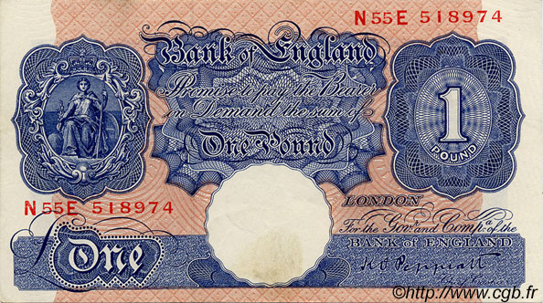 1 Pound ANGLETERRE  1940 P.367a SUP+ à SPL