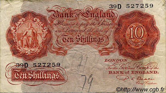 10 Shillings ANGLETERRE  1950 P.368b B+