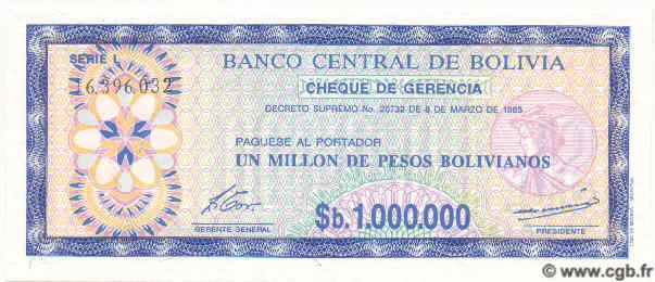 1000000 Pesos Bolivianos BOLIVIE  1985 P.192c NEUF